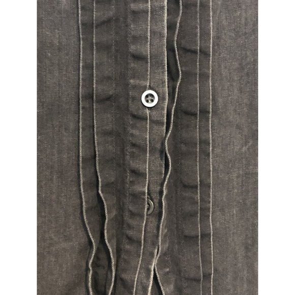 Madewell Black Denim Front Ruffle Button Up Shirt Top Women Size Small - Picture 2 of 16